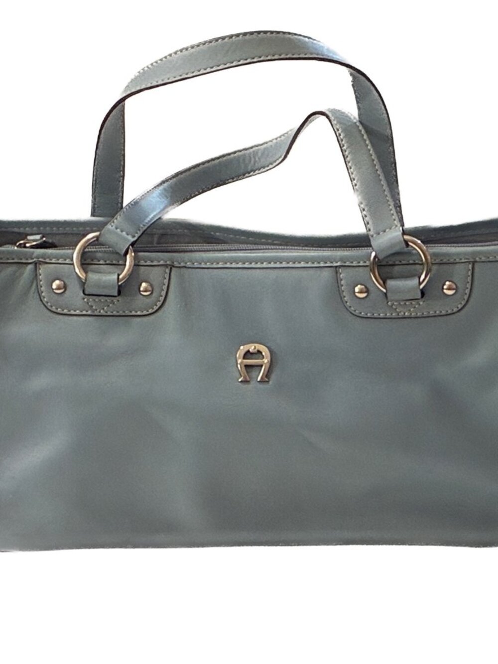 Vintage Etienne Aigner Gray Leather Satchel Handbag